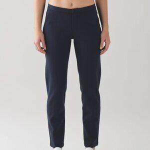 Lululemon &Go City Trek Pants Blue Slim Fit Trouser Ankle Work Travel Size 10